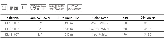 DL1B WALL-WASH DOWNLIGHT DIMENSION